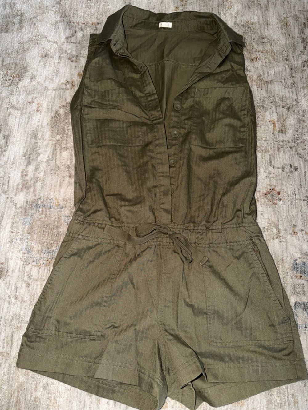 Garage Olive Green Romper with Pink Nail Accent
